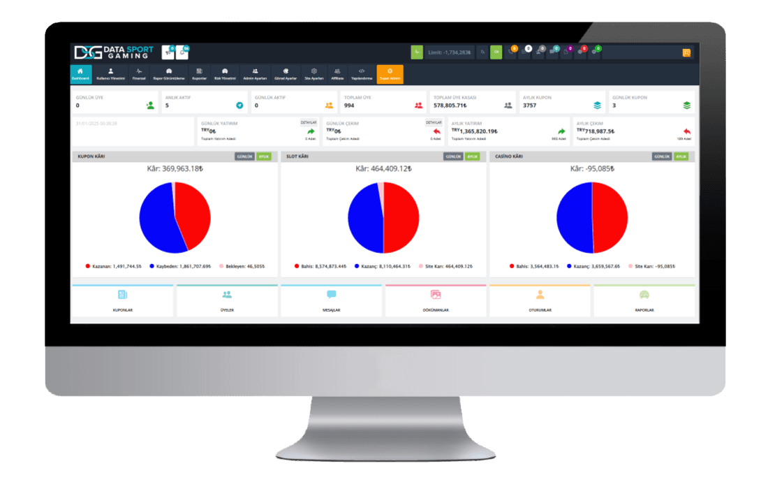 DataSport Gaming admin panel dashboard